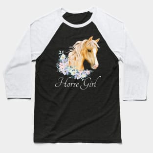 Lispe Horse Girl Equestrian Western Portrait Baseball T-Shirt